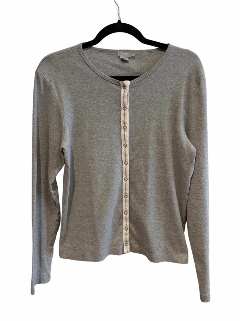 J. Crew Gray Long-Sleeve Button Front Top Cardigan